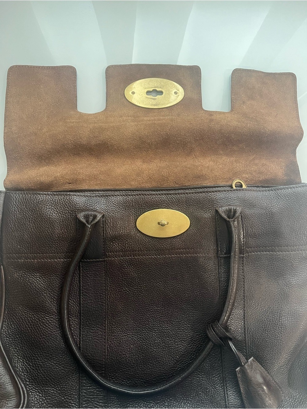 MULBERRY ESPRESSO NATURAL GRAIN LEATHER BAYSWATER - Picture 10 of 14